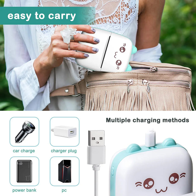 Mini-imprimante Portable Bluetooth sans fil, étiquette intelligente, thermique, Portable, autocollants en papier, cadeaux pour enfants